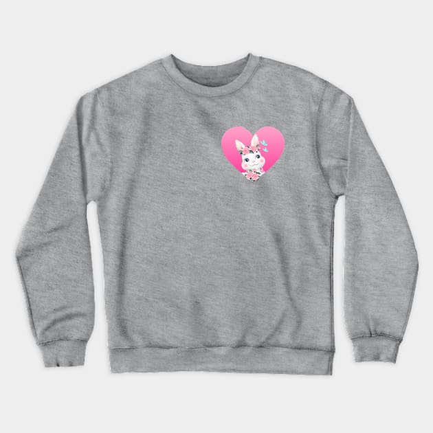 Bunny Rabbit Cute flower Crewneck Sweatshirt by Bunny2Bunny